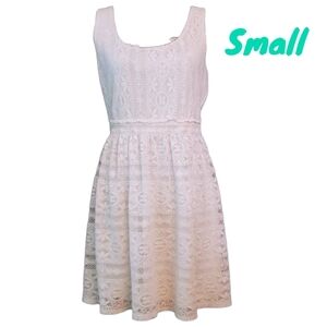 Love Reign Sleeveless Lace Lined Mini Dress Boho White Shabby Chic Women Small